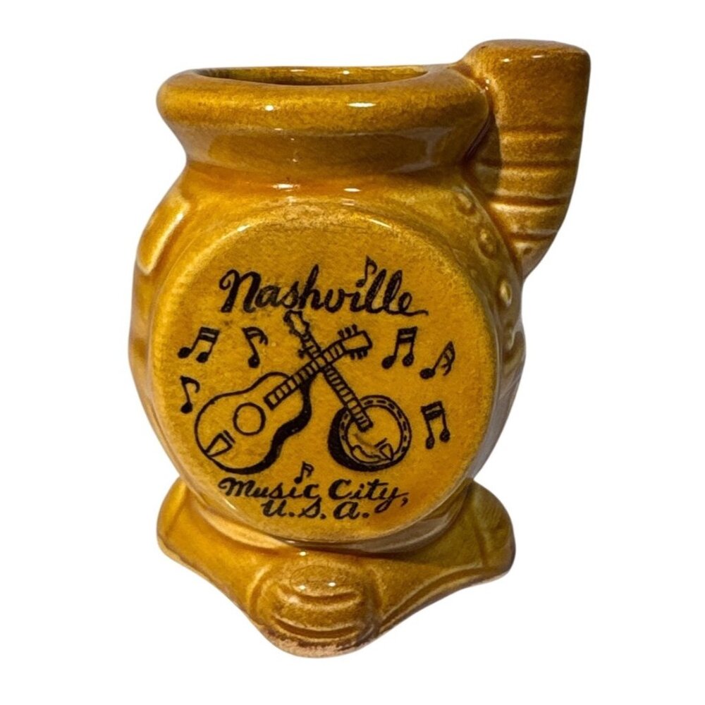 Nashville Music City USA Shot Glass Toothpick Mug Ceramic 2.5" Tall Japan Vtg